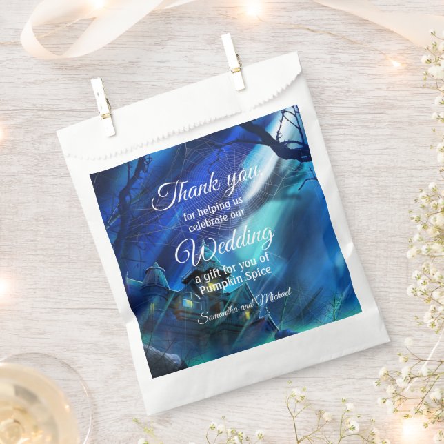 Halloween Wedding Midnight Thank You Add Names Favor Bag (Clipped)