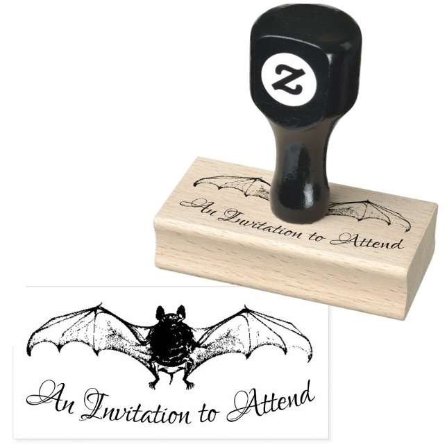 Halloween Wedding Party Cool Gothic Bat Invitation Rubber Stamp (Creator Uploaded)
