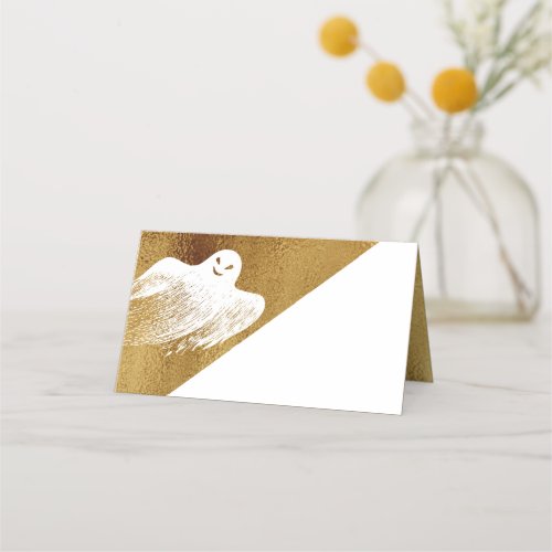 Halloween Wedding Party Ghost Faux Gold Place Card