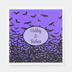 Halloween Wedding Personalize Names Fly Away Bats Napkins
