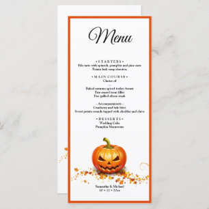 Halloween Wedding Pumpkin Wedding Menu