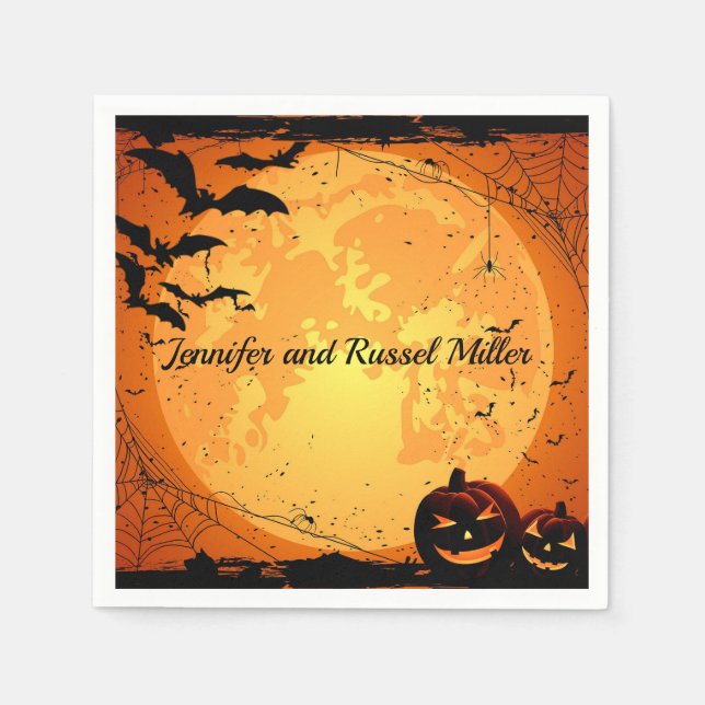 Halloween Wedding Reception Personalize Paper Napkins (Front)