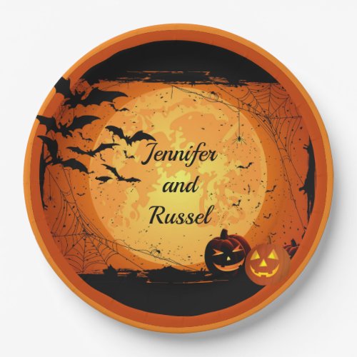 Halloween Wedding Reception Personalize Paper Plates