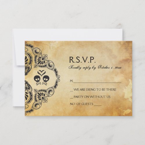 Halloween Wedding RSVP _ Skull  Crossbones