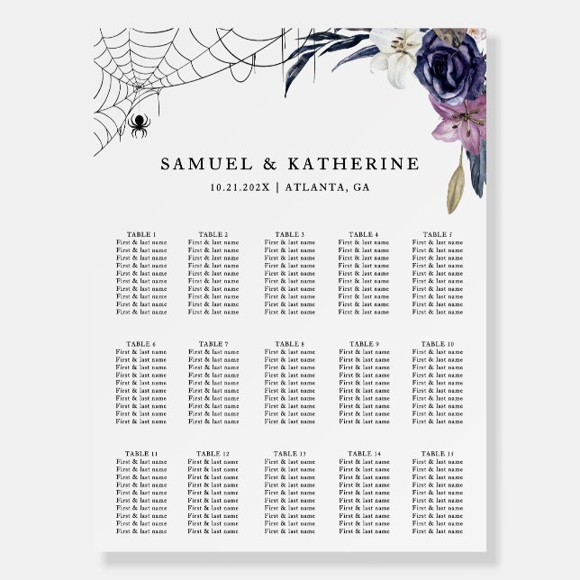 Halloween Wedding Seating Charts Foam Board (Front)