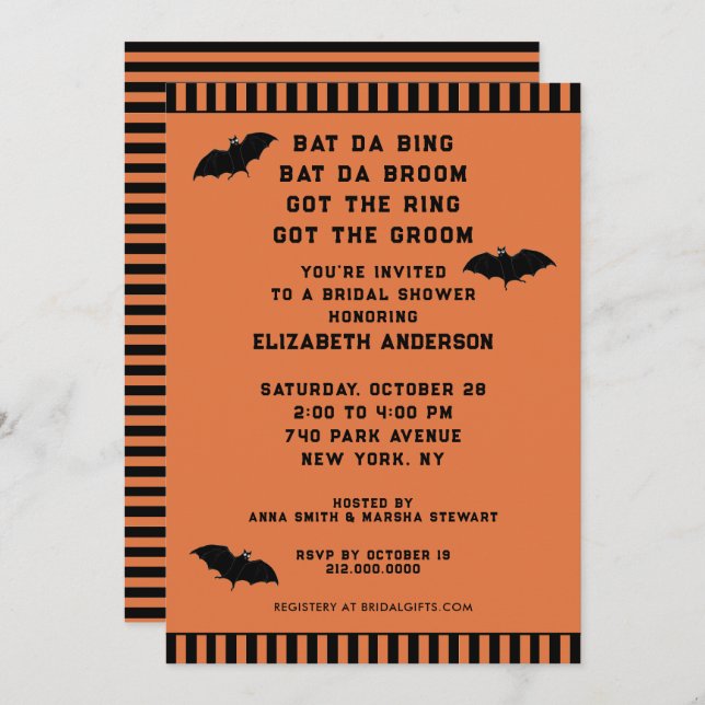 Halloween Wedding Shower Invitation (Front/Back)