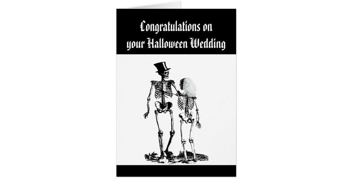 Halloween Wedding Skeleton Couple Congratulations Card