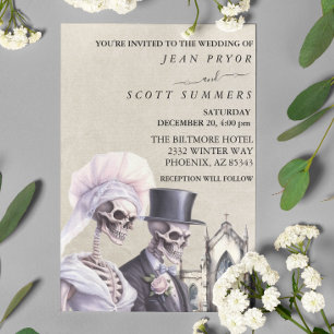 Halloween Wedding Skeleton Couple Invitation