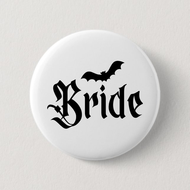 Halloween Wedding Spooky Bride Groom Couple Matchi Button (Front)