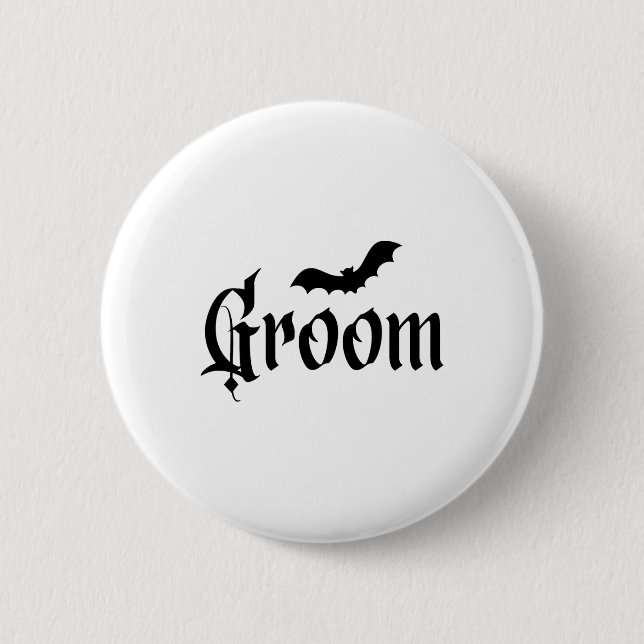 Halloween Wedding Spooky Groom Bride Couple Matchi Button (Front)