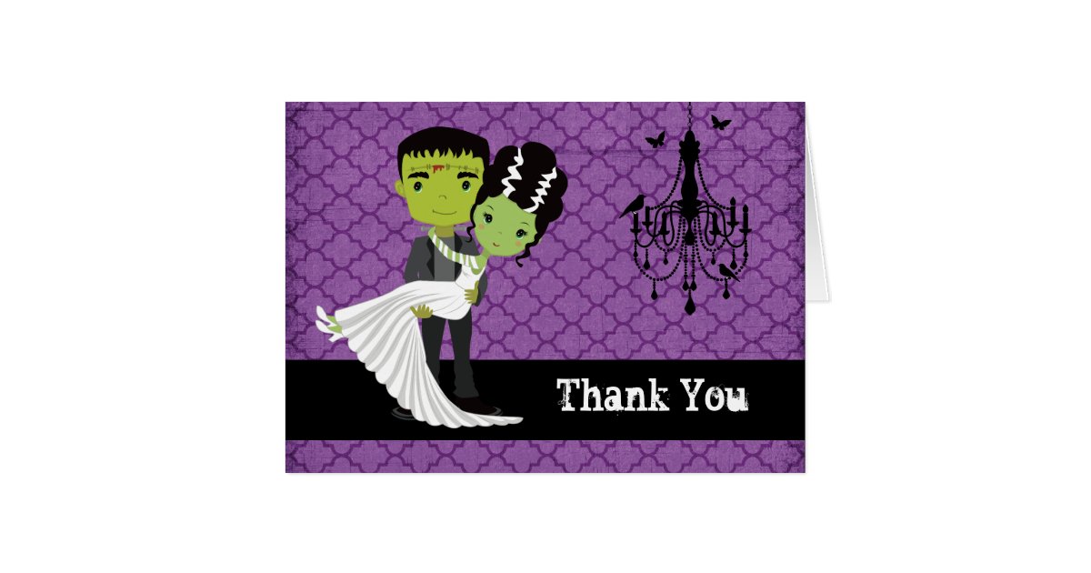Halloween Wedding Thank You Bride Of Frankenstein Card
