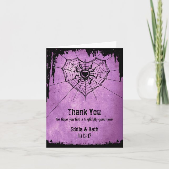 Halloween Wedding Thank You Card with spider (Front)