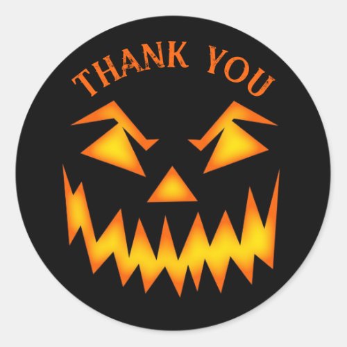 Halloween Wedding Thank You Scary Jack O Lantern Classic Round Sticker