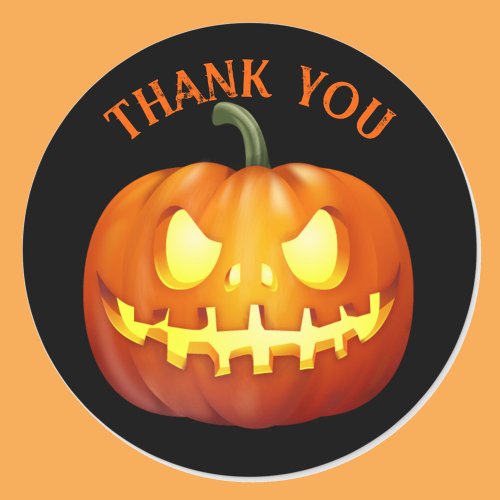 Halloween Wedding Thank You Scary Pumpkin Classic Round Sticker