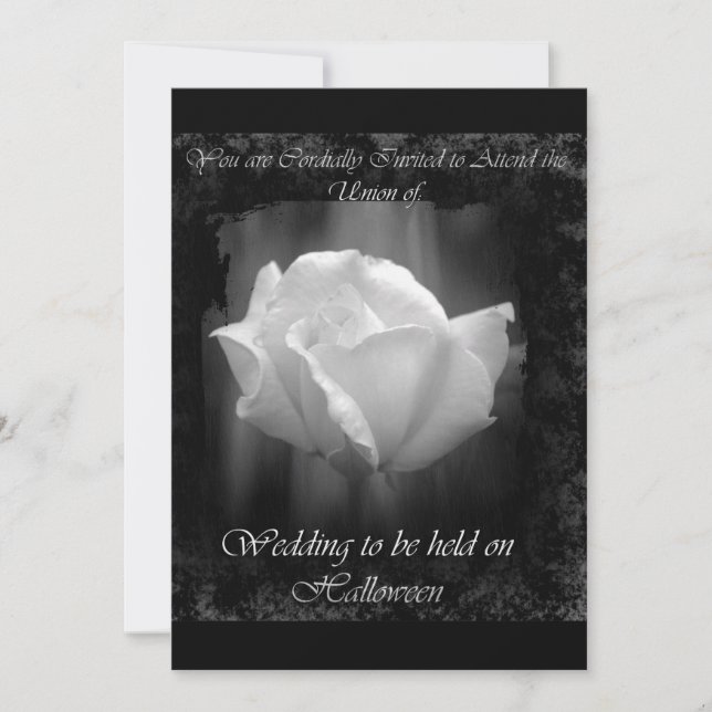 Halloween Wedding-White Rose Invitation (Front)