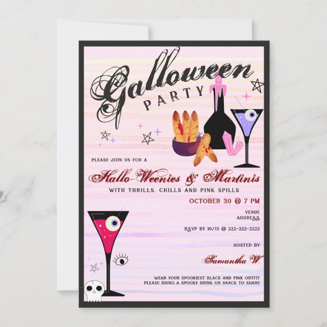 Halloween Weenies & Martinis Spooky Ghoul Night Invitation (Front)