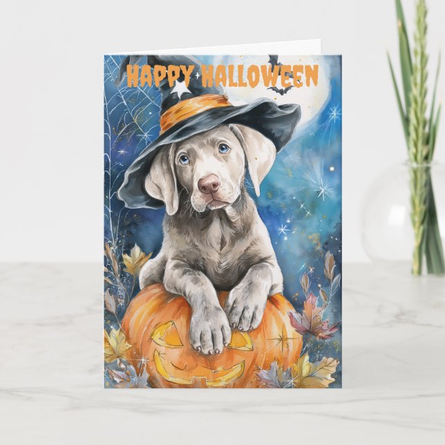 Halloween Weimaraner Dog Holiday Card (Front)