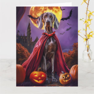 Halloween Weimaraner Vampire Pumpkins Scary Card