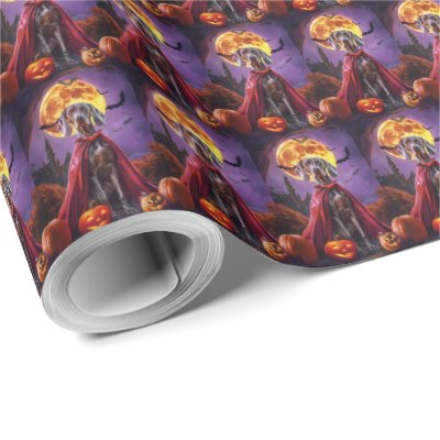 Halloween Weimaraner Vampire Pumpkins Scary Wrapping Paper