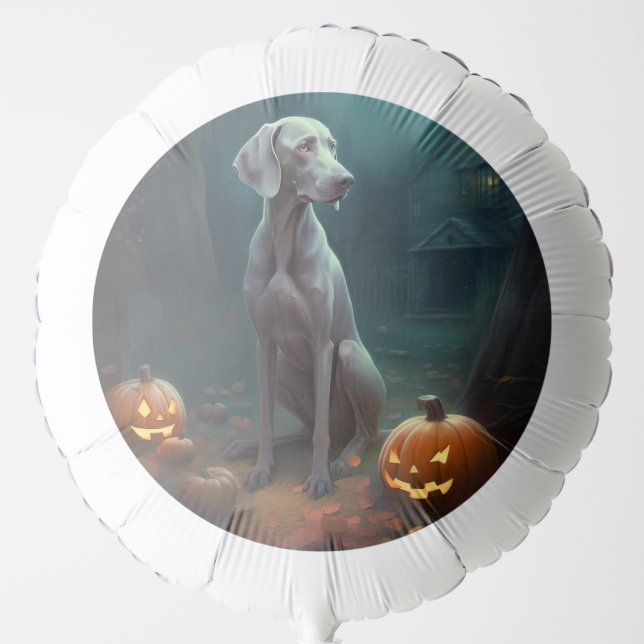 Halloween Weimaraner With Pumpkins Scary Balloon (Front)
