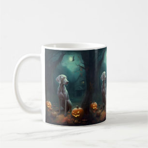 Halloween Weimaraner With Pumpkins Scary Coffee Mug