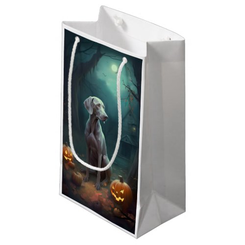 Halloween Weimaraner With Pumpkins Scary Small Gift Bag