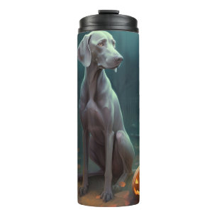 Halloween Weimaraner With Pumpkins Scary Thermal Tumbler
