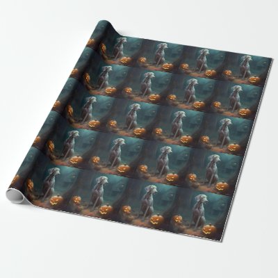Halloween Weimaraner With Pumpkins Scary Wrapping Paper