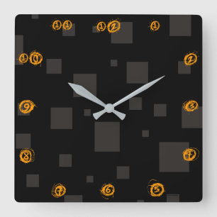 Halloween weird creepy box black orange spooky square wall clock