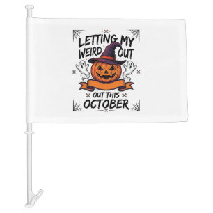 Halloween Weird Shirt With Pumpkin Ghosts_1 Car Flag