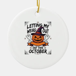 Halloween Weird Shirt With Pumpkin Ghosts_1 Ceramic Ornament