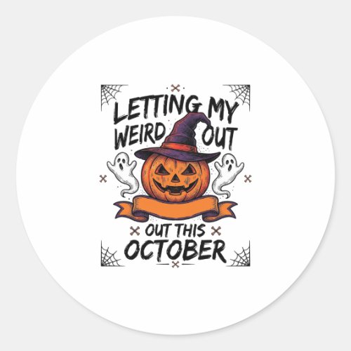 Halloween Weird Shirt With Pumpkin Ghosts_1 Classic Round Sticker
