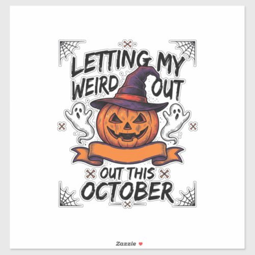 Halloween Weird Shirt With Pumpkin Ghosts_1 Sticker