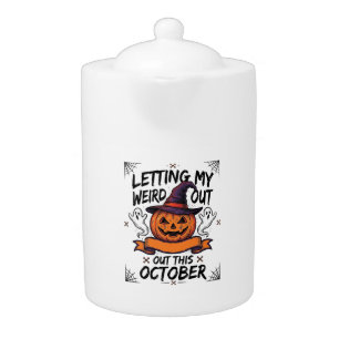 Halloween Weird Shirt With Pumpkin Ghosts_1 Teapot