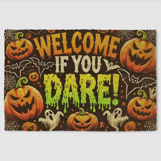 Halloween Welcome if You Dare Fiber Doormat (Front)