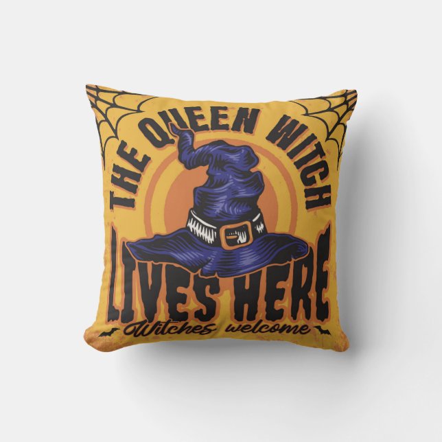 Halloween Welcome Throw Pillow (Front)