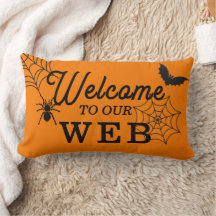 Halloween Welcome To Our Web Lumber Throw Pillow