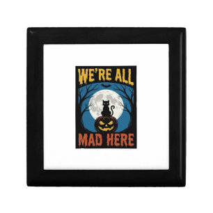 Halloween Were All Mad Here Moon Cat Pumpkin Gift Box