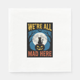 Halloween Were All Mad Here Moon Cat Pumpkin Napkins