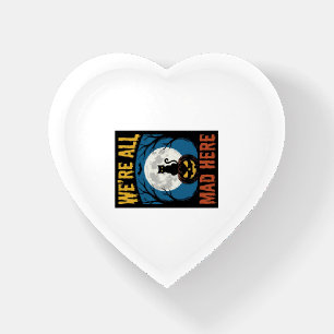 Halloween Were All Mad Here Moon Cat Pumpkin Paperweight
