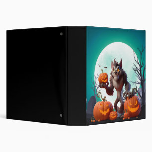 Halloween werewolf and pumpkins 3 ring binder