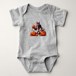 Halloween werewolf and pumpkins baby bodysuit