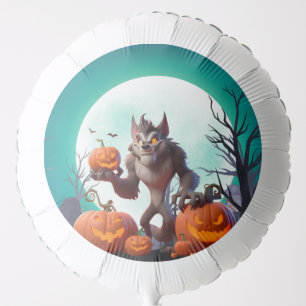 Halloween werewolf and pumpkins balloon