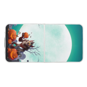 Halloween werewolf and pumpkins beer pong table