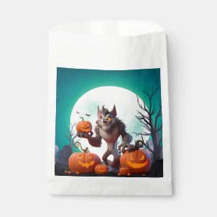 Halloween werewolf and pumpkins favor bag