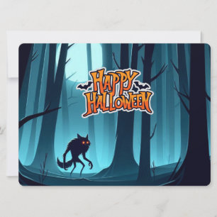Halloween werewolf and pumpkins invitation