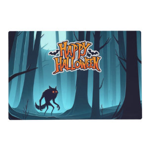 Halloween werewolf and pumpkins placemat