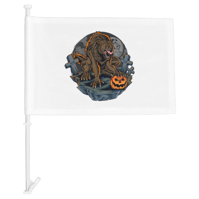 Halloween Werewolf Car Flag (Front)