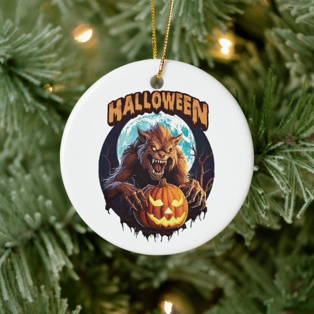 Halloween Werewolf Ceramic Ornament (Tree)