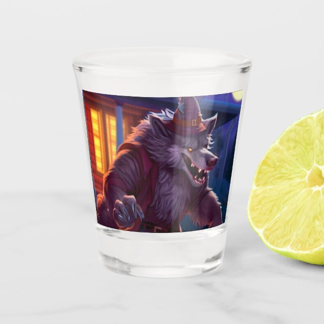 Halloween/werewolf/fall/autumn Shot Glass (Front)